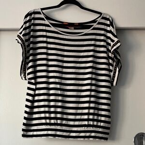 Guc Cynthia steffe flowy Black and White Striped Women's Top